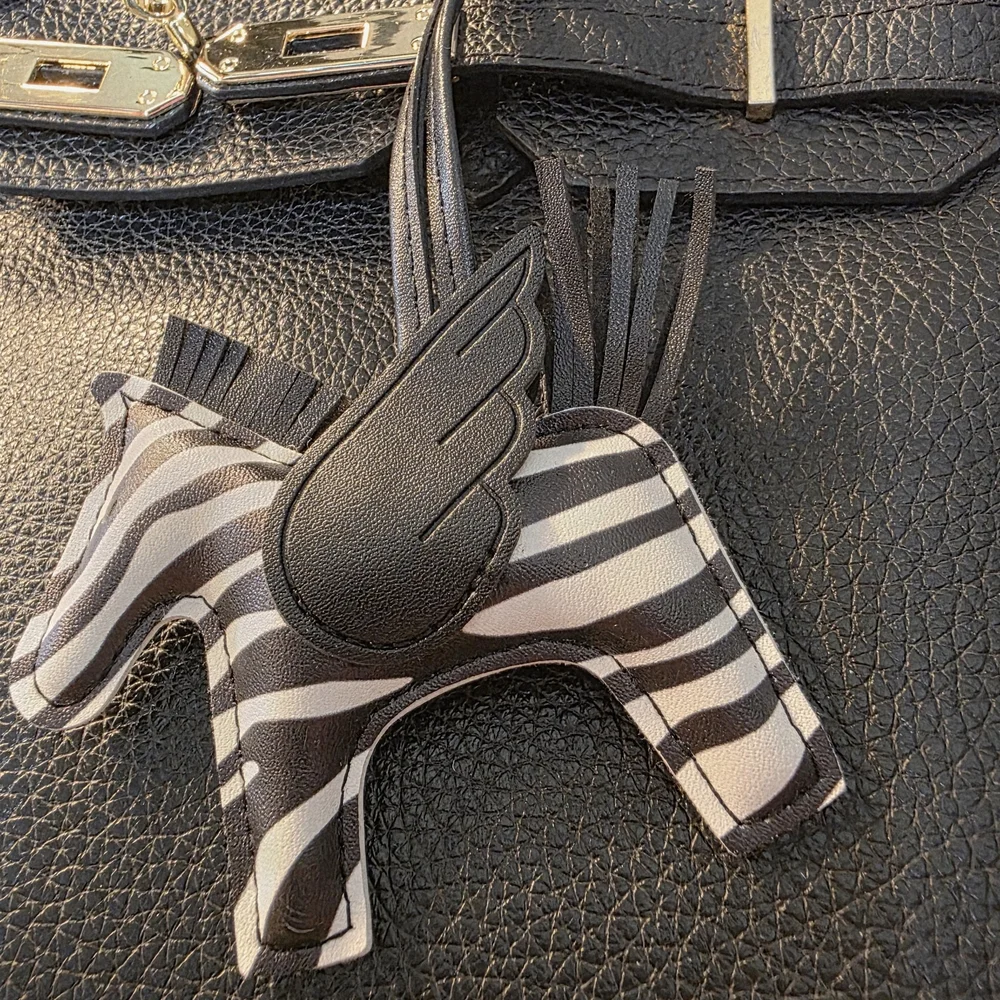 Black and White Zebra Bag Charm - Picture 2 of 3